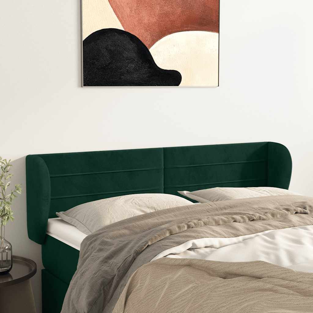 JUNG Vida Kopfteil mit Ohren Dunkelgrün 147x23x78/88 cm Samt