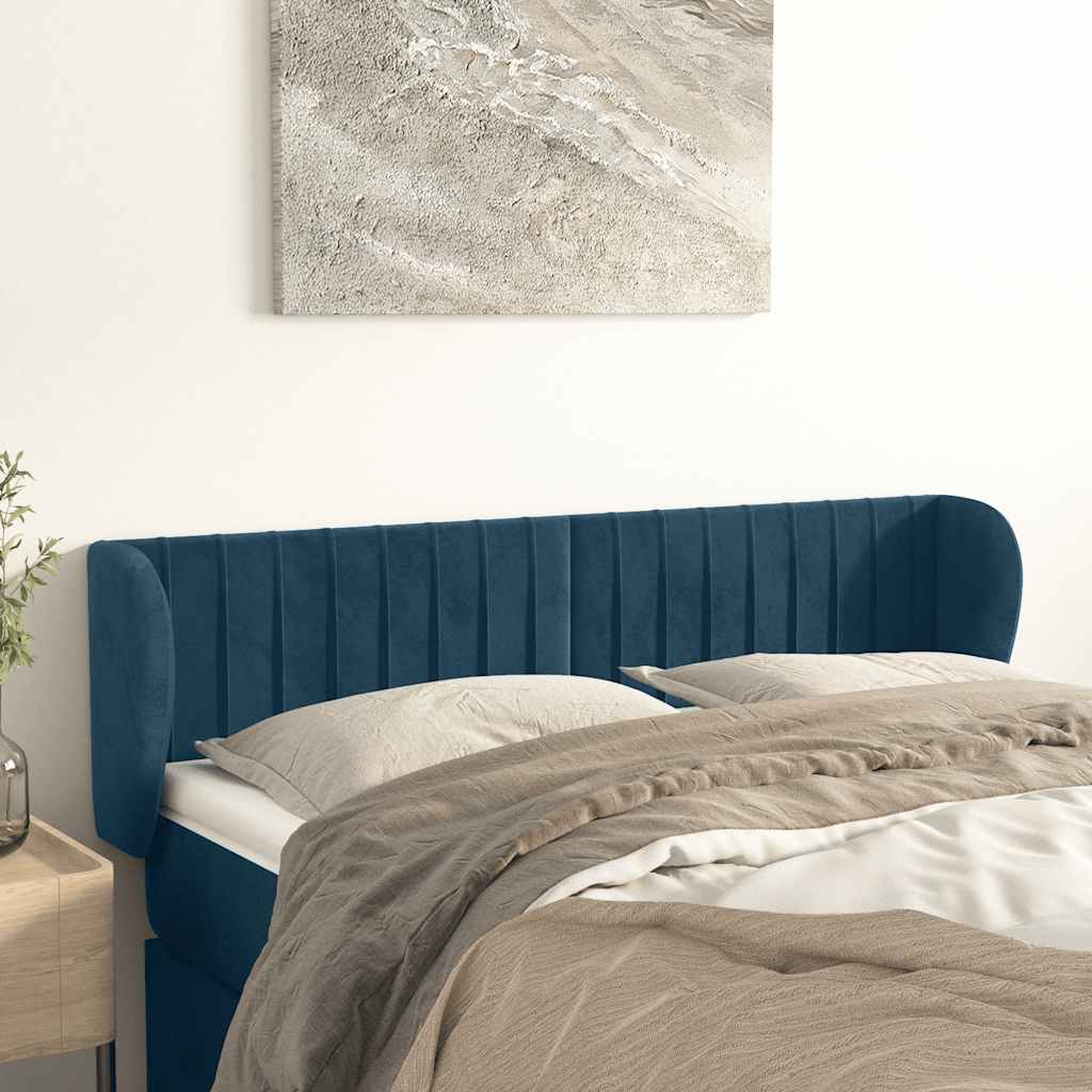 JUNG Vida Kopfteil mit Ohren Dunkelblau 147x23x78/88 cm Samt