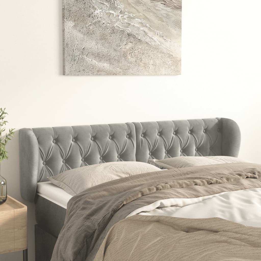 JUNG Vida Kopfteil mit Ohren Hellgrau 163x23x78/88 cm Samt