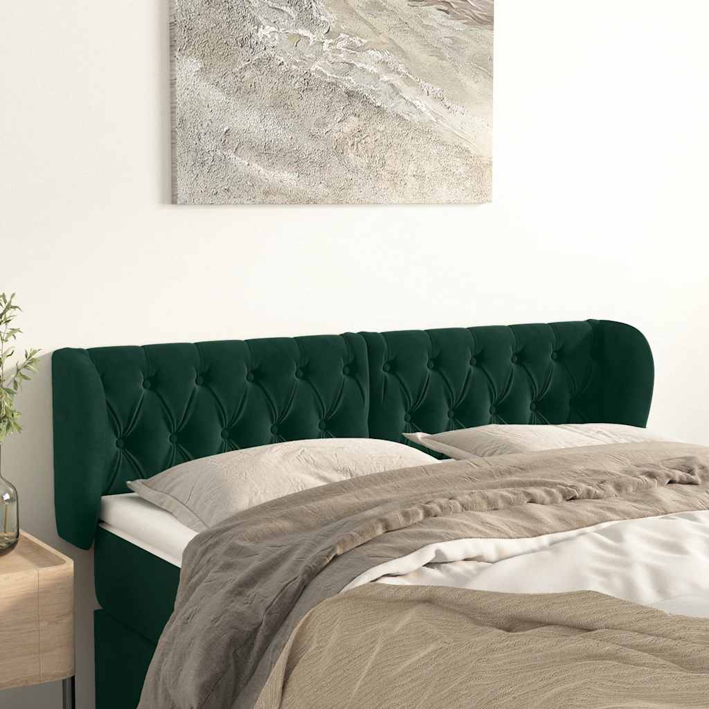 JUNG Vida Kopfteil mit Ohren Dunkelgrün 163x23x78/88 cm Samt