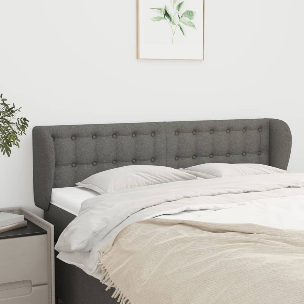 JUNG Vida Kopfteil mit Ohren Dunkelgrau 147x23x78/88 cm Stoff