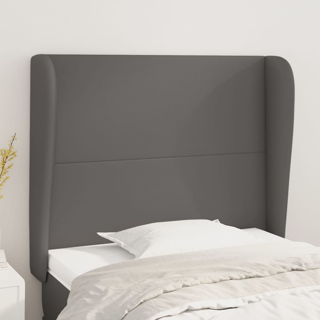 JUNG Vida Kopfteil mit Ohren Grau 83x23x118/128 cm Kunstleder