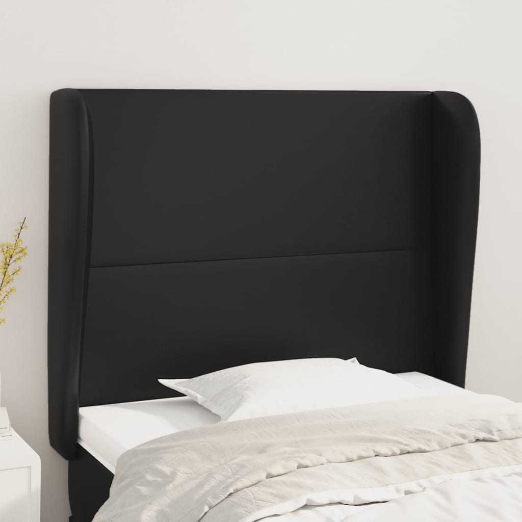 JUNG Vida Kopfteil mit Ohren Schwarz 93x23x118/128 cm Kunstleder
