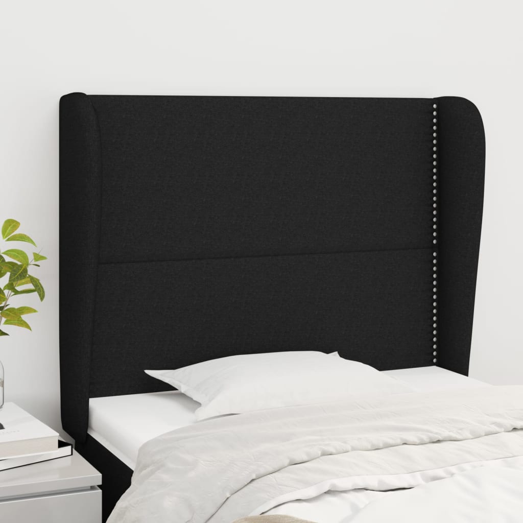 JUNG Vida Kopfteil mit Ohren Schwarz 103x23x118/128 cm Stoff