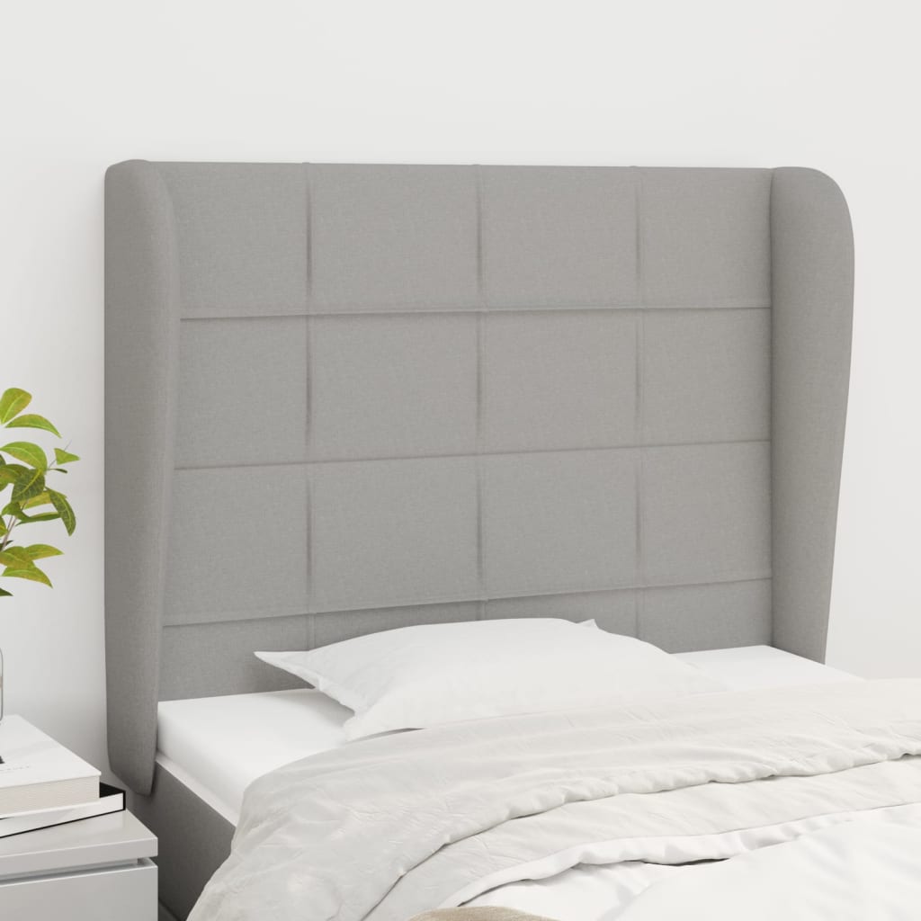 JUNG Vida Kopfteil mit Ohren Hellgrau 83x23x118/128 cm Stoff