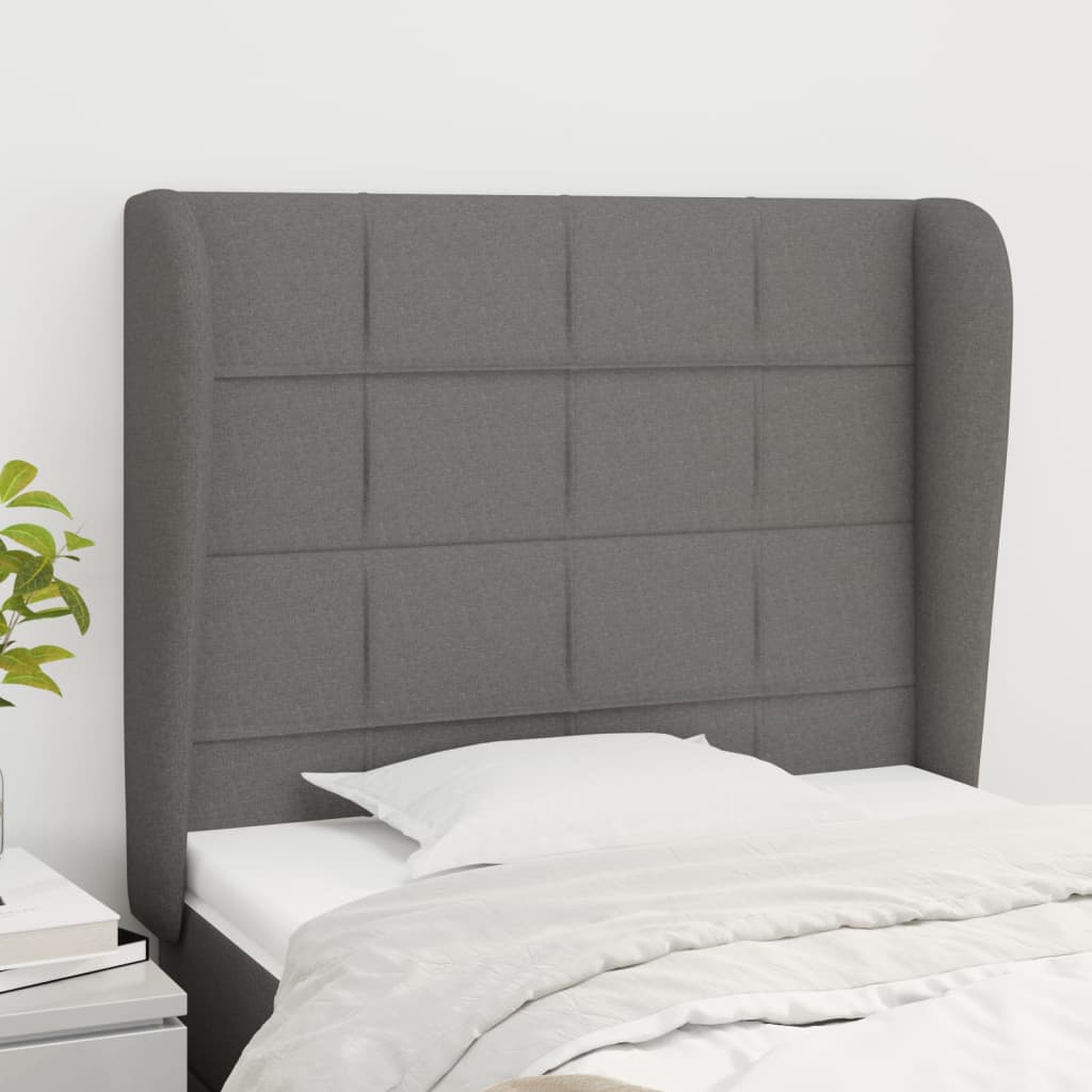 JUNG Vida Kopfteil mit Ohren Dunkelgrau 83x23x118/128 cm Stoff
