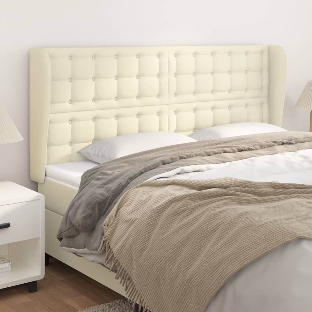 JUNG Vida Kopfteil mit Ohren Creme 203x23x118/128 cm Kunstleder
