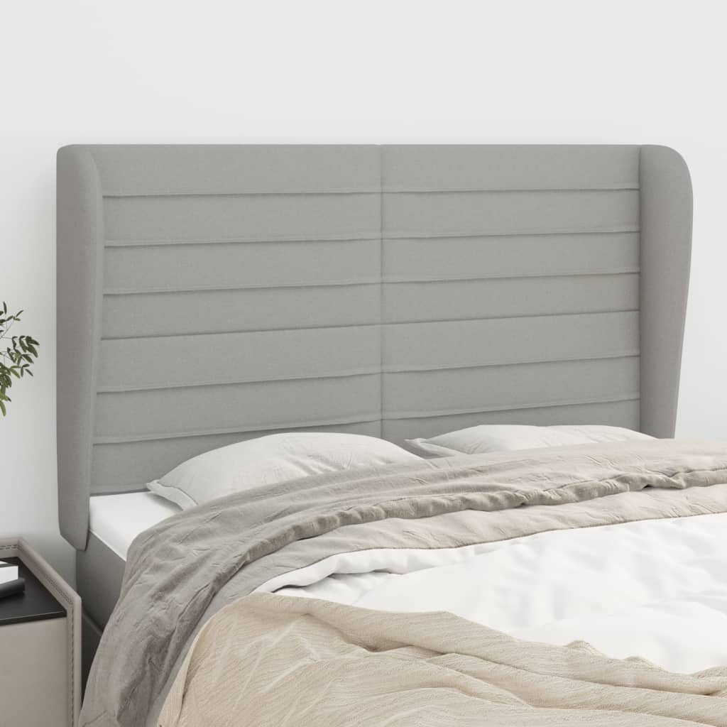 JUNG Vida Kopfteil mit Ohren Hellgrau 147x23x118/128 cm Stoff