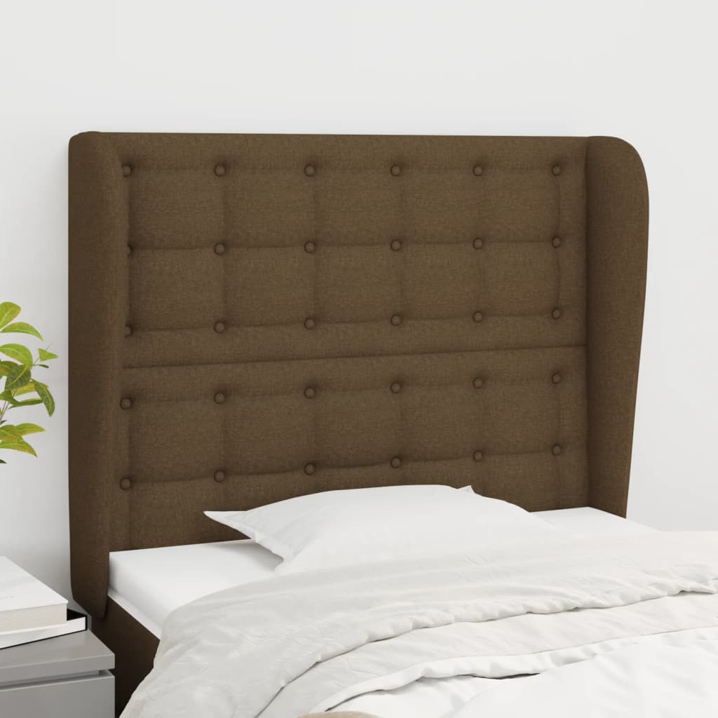JUNG Vida Kopfteil mit Ohren Dunkelbraun 83x23x118/128 cm Stoff