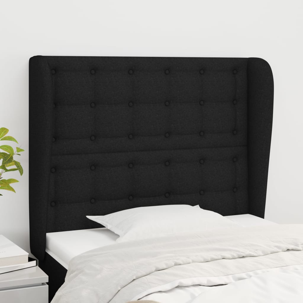 JUNG Vida Kopfteil mit Ohren Schwarz 93x23x118/128 cm Stoff