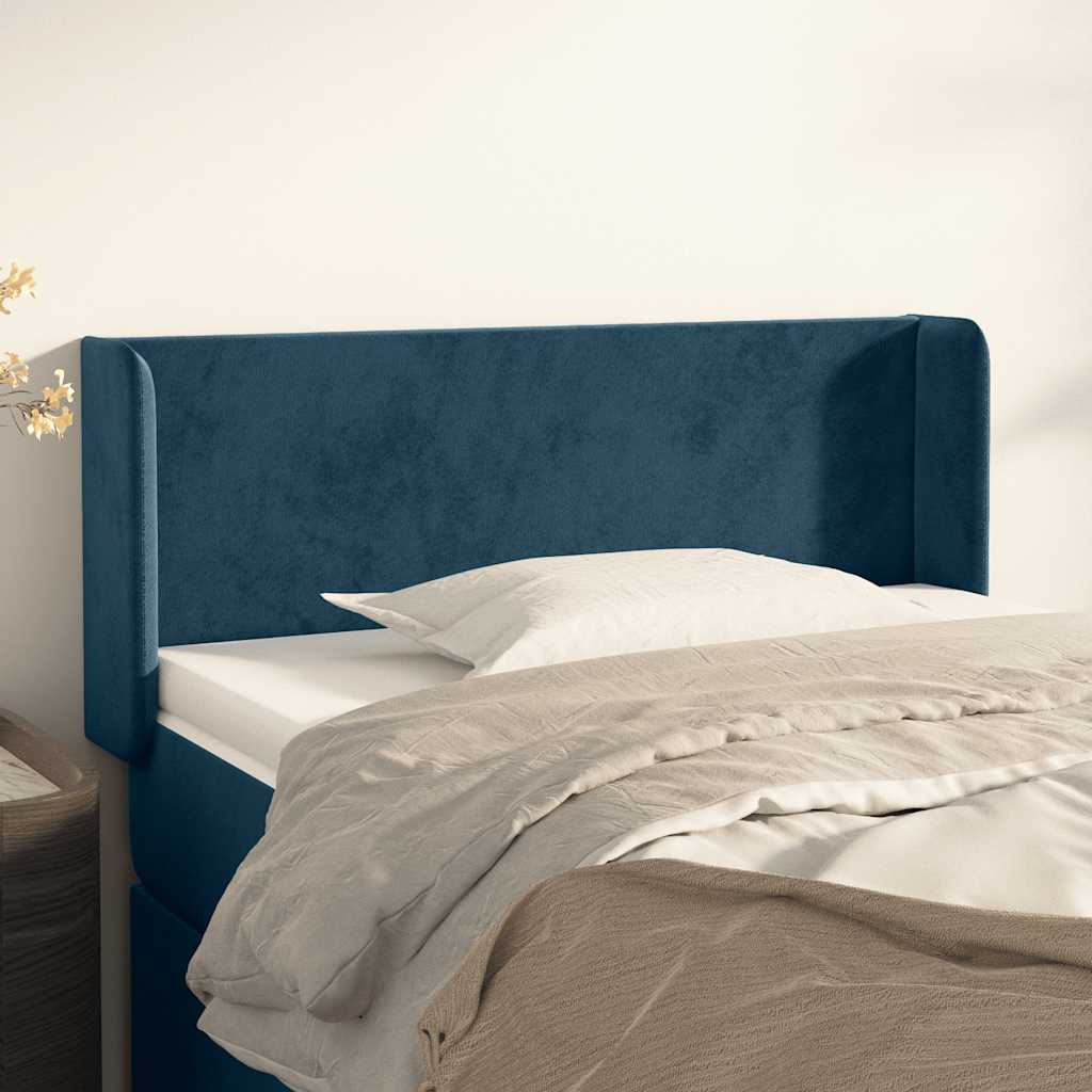 JUNG Vida Kopfteil mit Ohren Dunkelblau 103x16x78/88 cm Samt