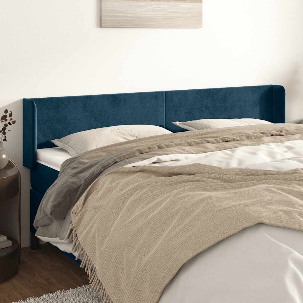 JUNG Vida Kopfteil mit Ohren Dunkelblau 203x16x78/88 cm Samt
