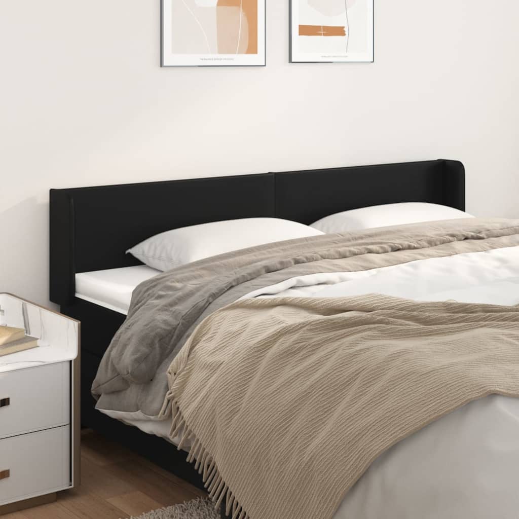 JUNG Vida Kopfteil mit Ohren Schwarz 203x16x78/88 cm Kunstleder
