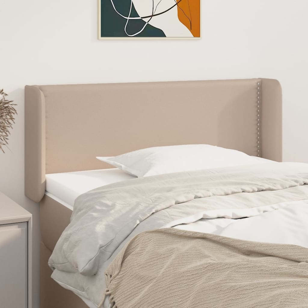 JUNG Vida Kopfteil mit Ohren Cappuccino-Braun 83x16x78/88 cm Kunstleder