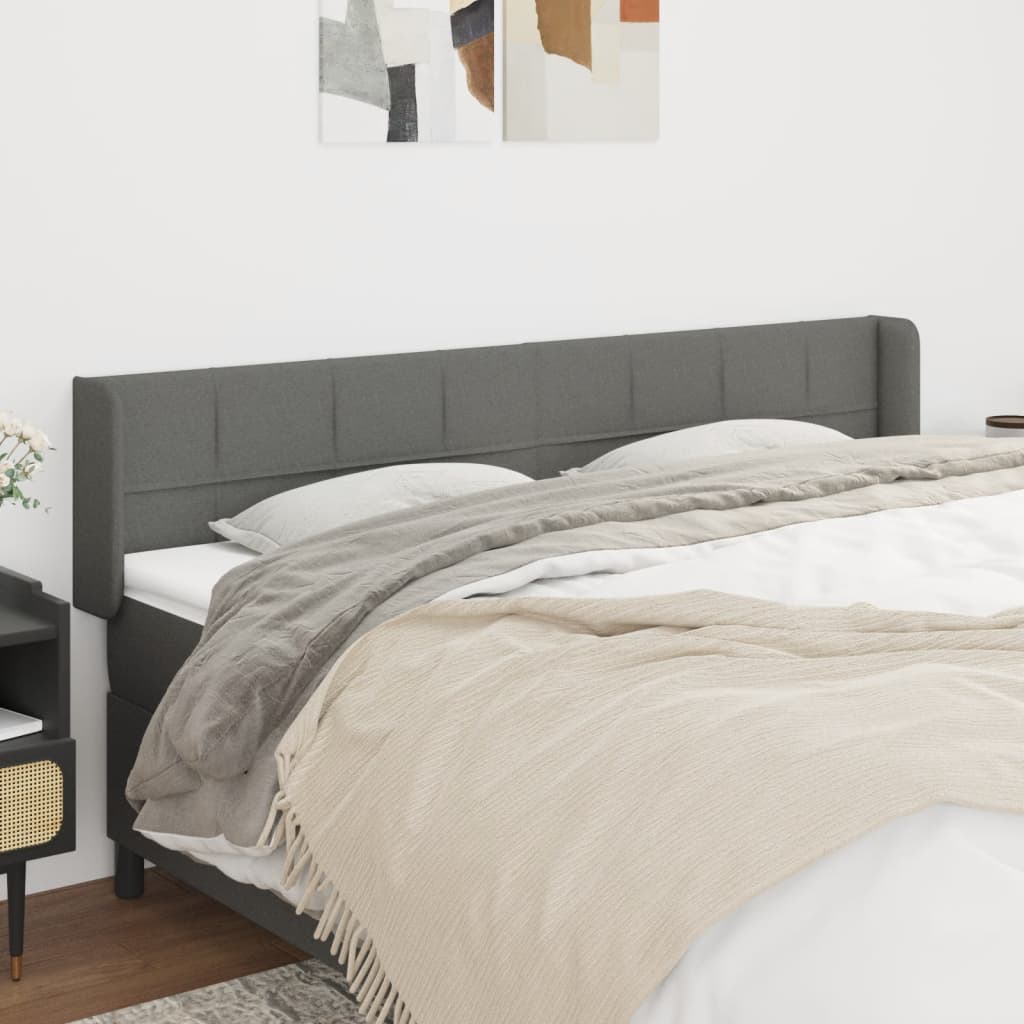 JUNG Vida Kopfteil mit Ohren Dunkelgrau 203x16x78/88 cm Stoff