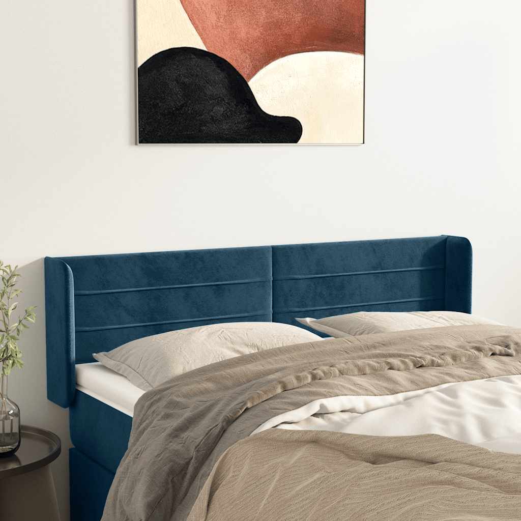 JUNG Vida Kopfteil mit Ohren Dunkelblau 147x16x78/88 cm Samt