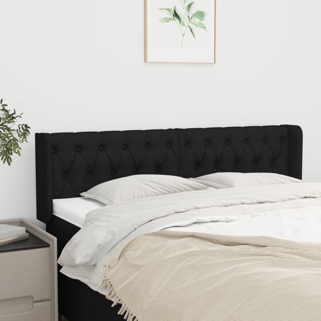 JUNG Vida Kopfteil mit Ohren Schwarz 147x16x78/88 cm Stoff