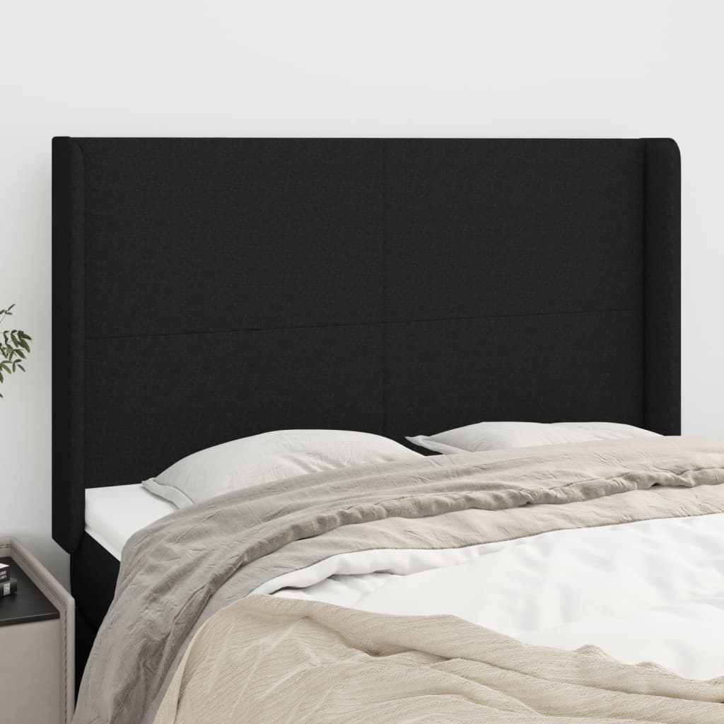 JUNG Vida Kopfteil mit Ohren Schwarz 147x16x118/128 cm Stoff