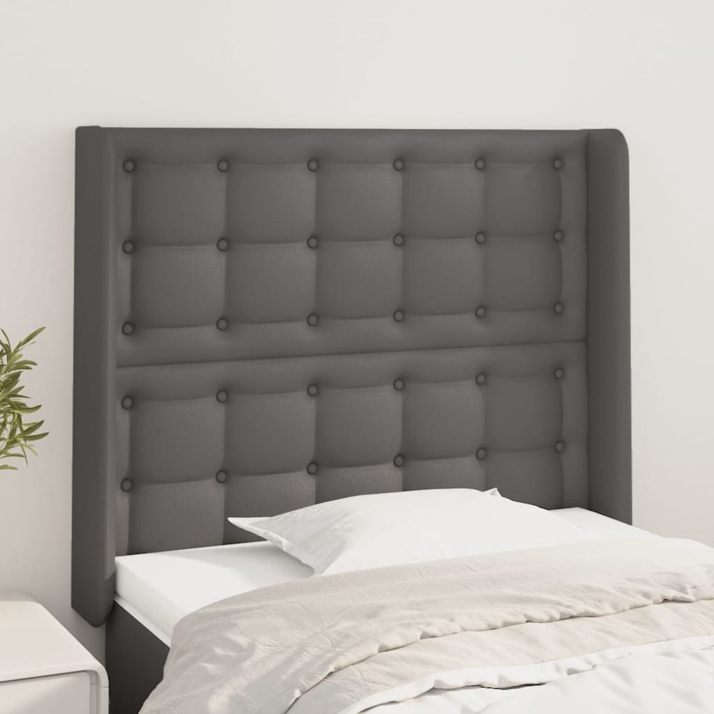 JUNG Vida Kopfteil mit Ohren Grau 103x16x118/128 cm Kunstleder