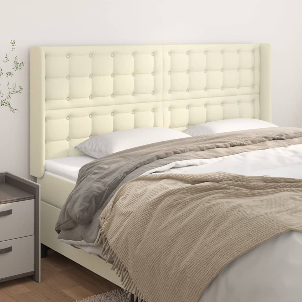 JUNG Vida Kopfteil mit Ohren Creme 183x16x118/128 cm Kunstleder