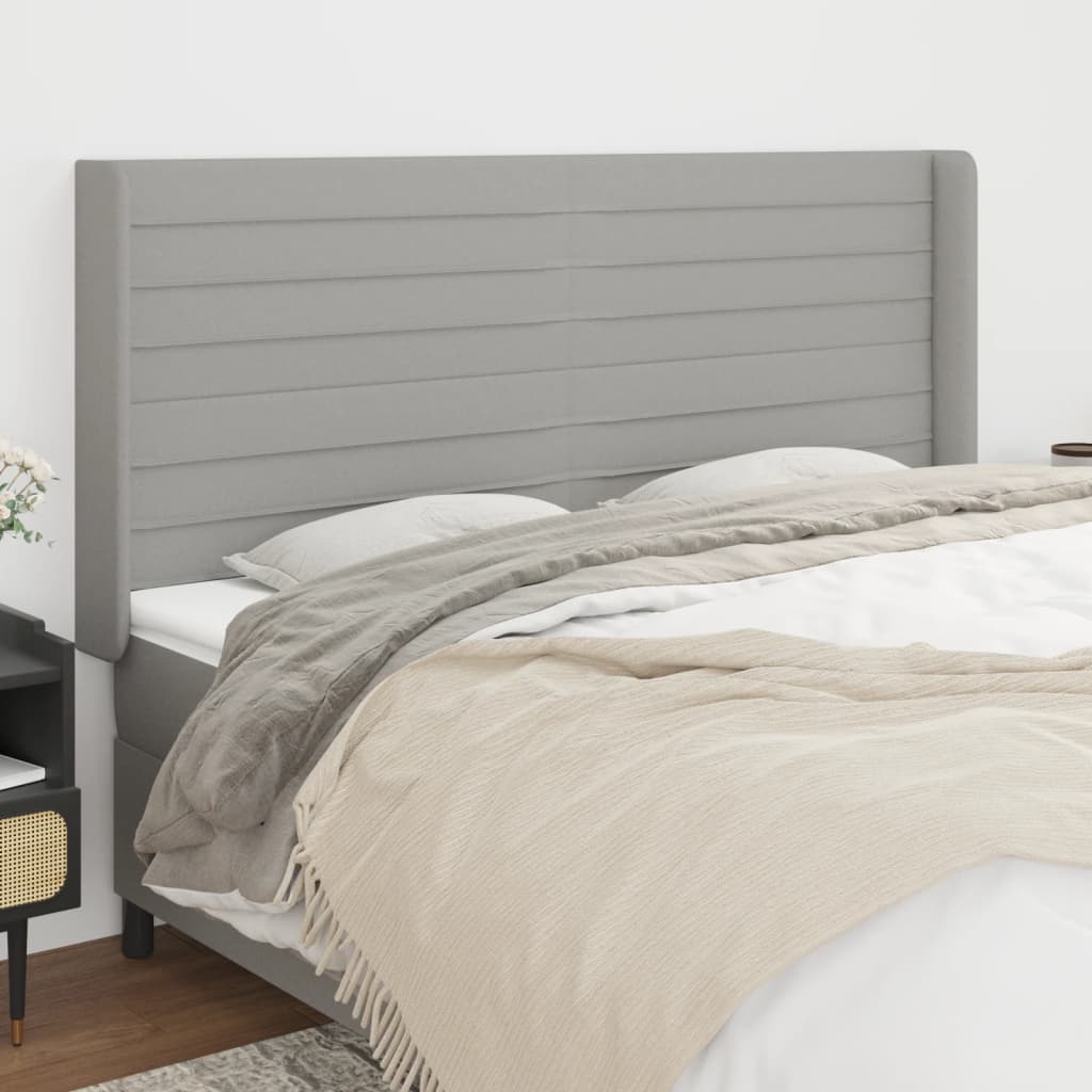 JUNG Vida Kopfteil mit Ohren Hellgrau 203x16x118/128 cm Stoff