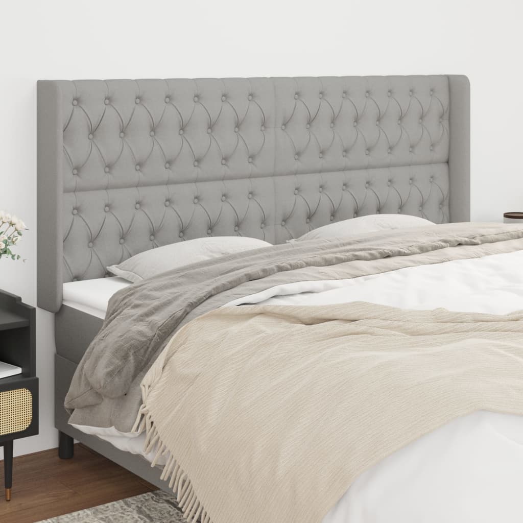 JUNG Vida Kopfteil mit Ohren Hellgrau 183x16x118/128 cm Stoff