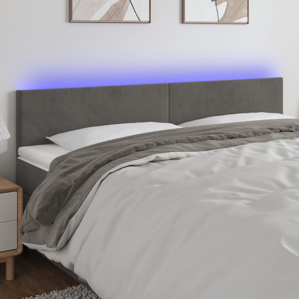 JUNG Vida LED Kopfteil Dunkelgrau 160x5x78/88 cm Samt