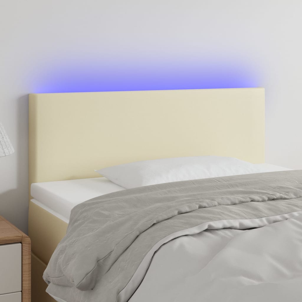 JUNG Vida LED Kopfteil Creme 100x5x78/88 cm Kunstleder