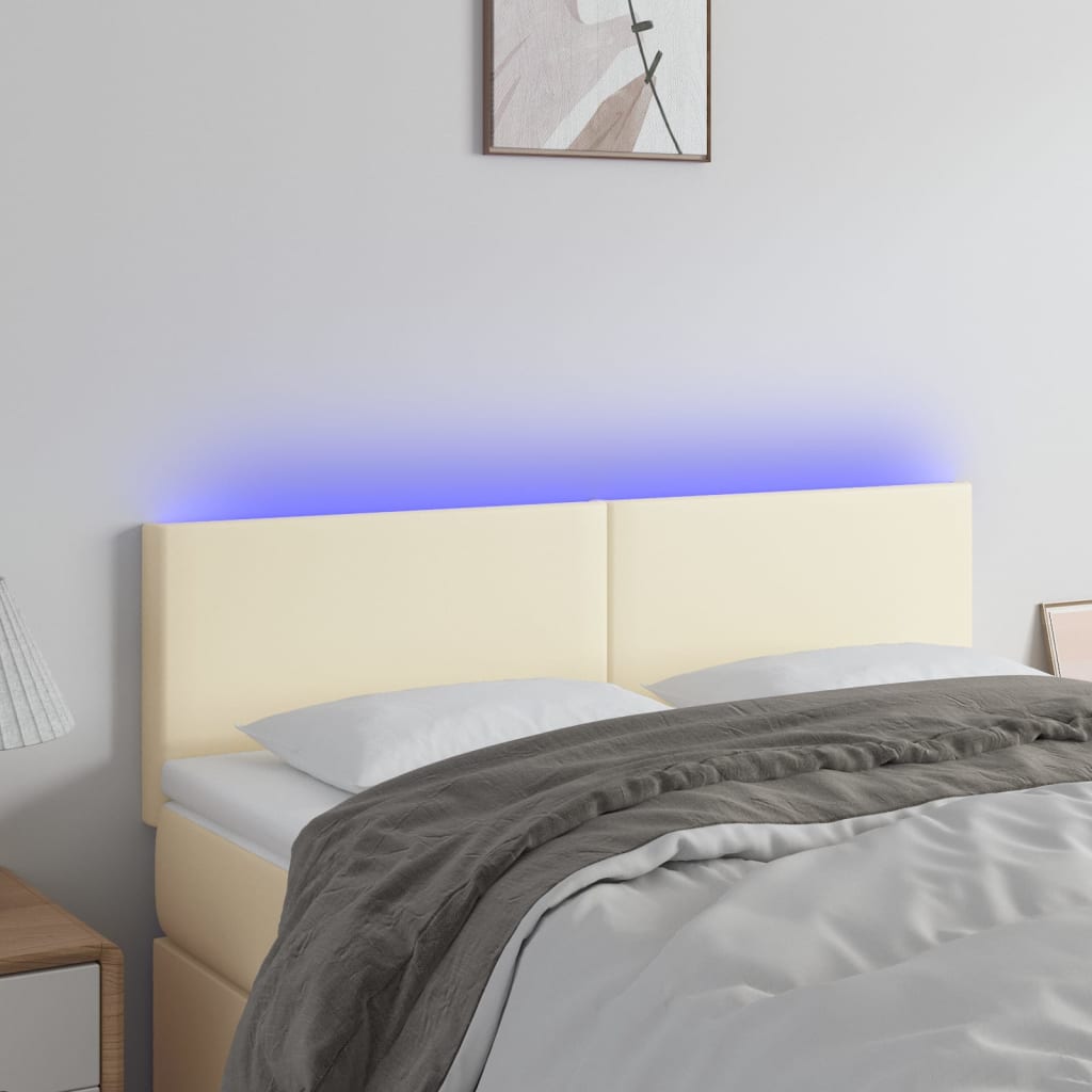 JUNG Vida LED Kopfteil Creme 144x5x78/88 cm Kunstleder