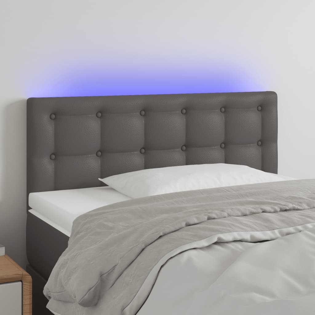 JUNG Vida LED Kopfteil Grau 100x5x78/88 cm Kunstleder
