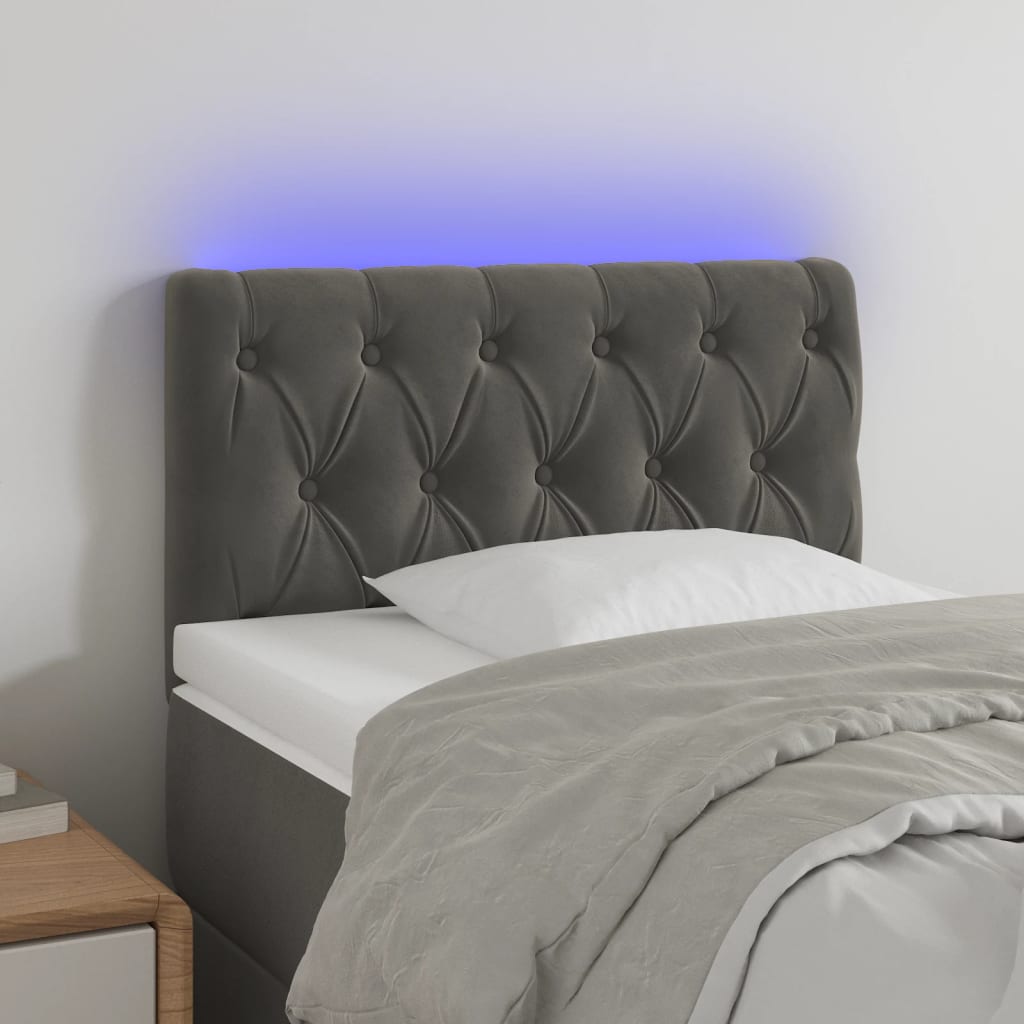 JUNG Vida LED Kopfteil Dunkelgrau 80x7x78/88 cm Samt