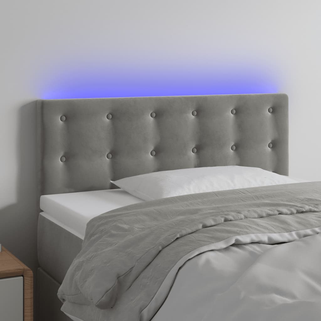 JUNG Vida LED Kopfteil Hellgrau 80x5x78/88 cm Samt