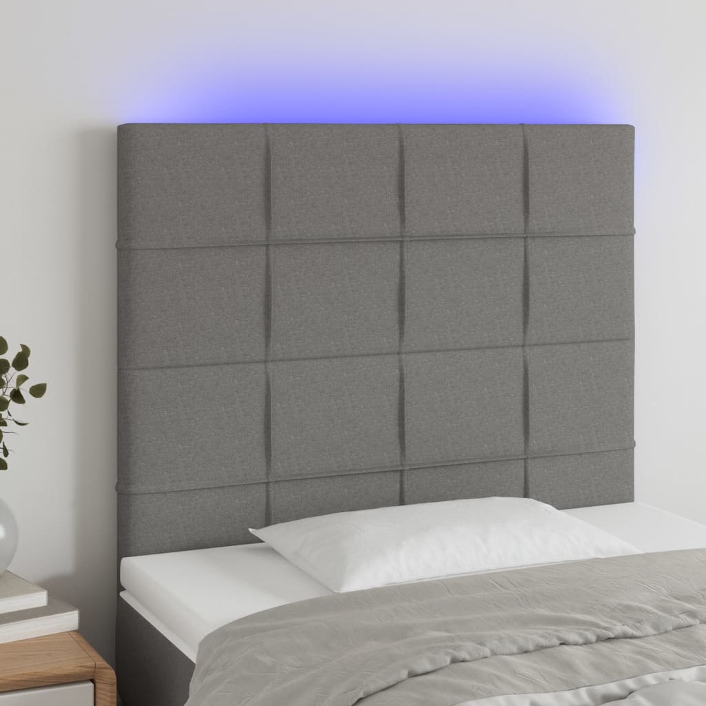 JUNG Vida LED Kopfteil Dunkelgrau 90x5x118/128 cm Stoff