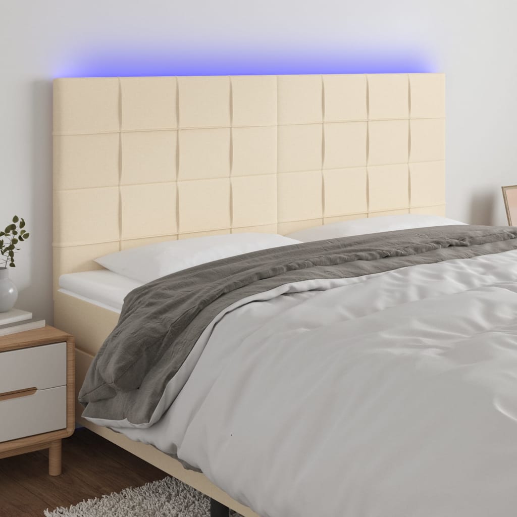 JUNG Vida LED Kopfteil Creme 160x5x118/128 cm Stoff