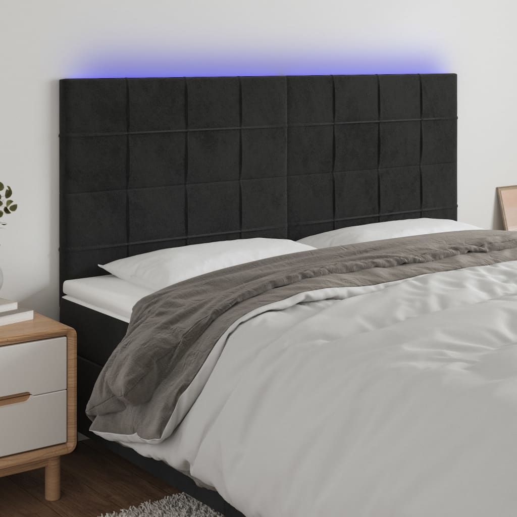 JUNG Vida LED Kopfteil Schwarz 200x5x118/128 cm Samt