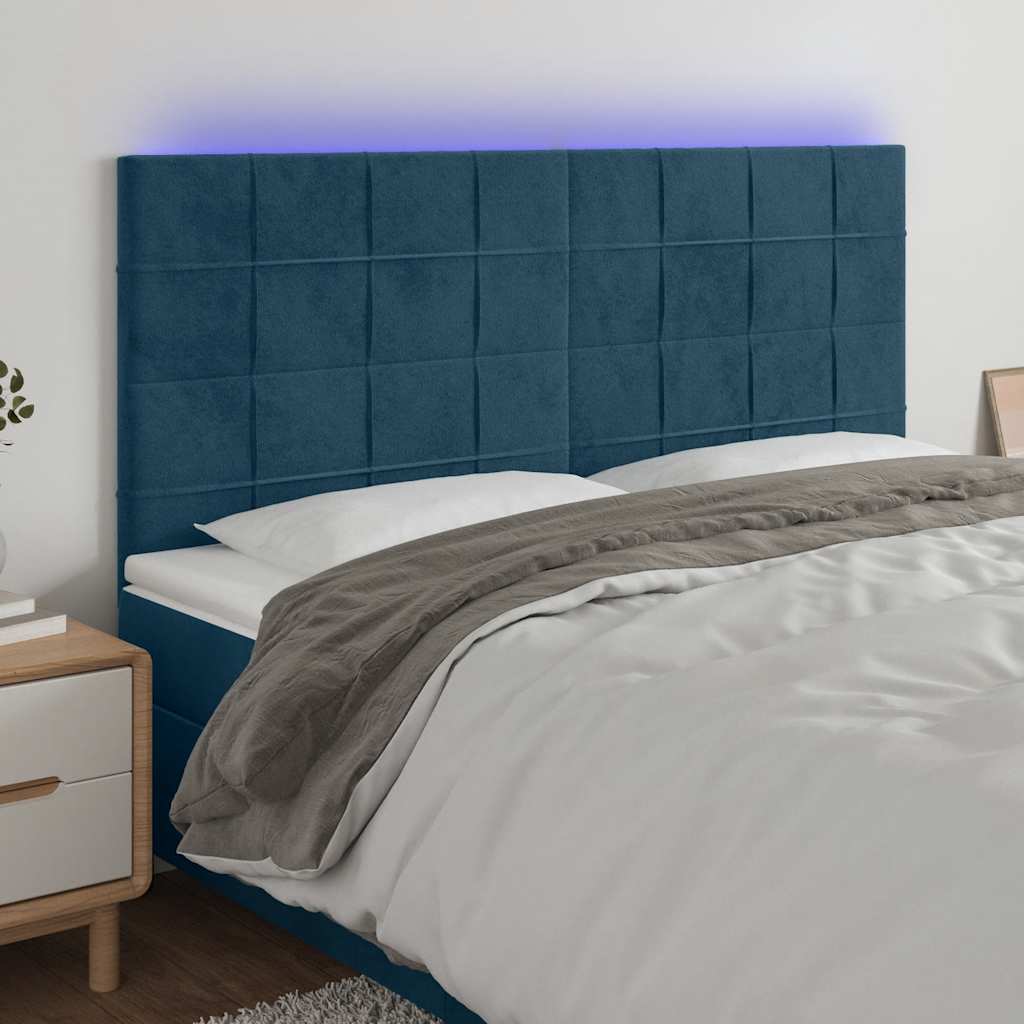 JUNG Vida LED Kopfteil Dunkelblau 200x5x118/128 cm Samt