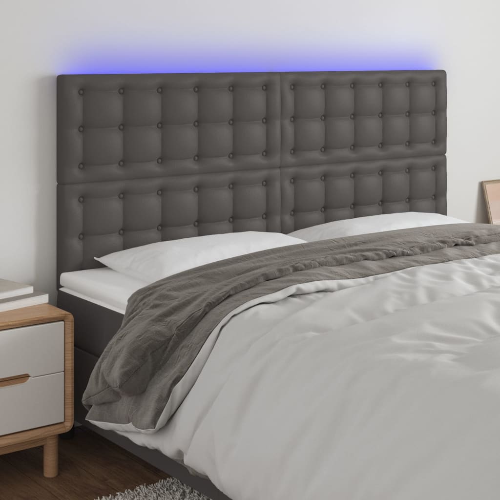 JUNG Vida LED Kopfteil Grau 160x5x118/128 cm Kunstleder