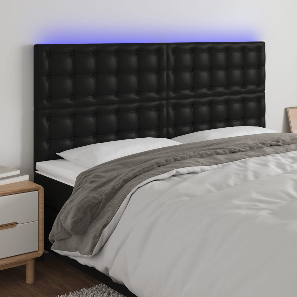 JUNG Vida LED Kopfteil Schwarz 200x5x118/128 cm Kunstleder