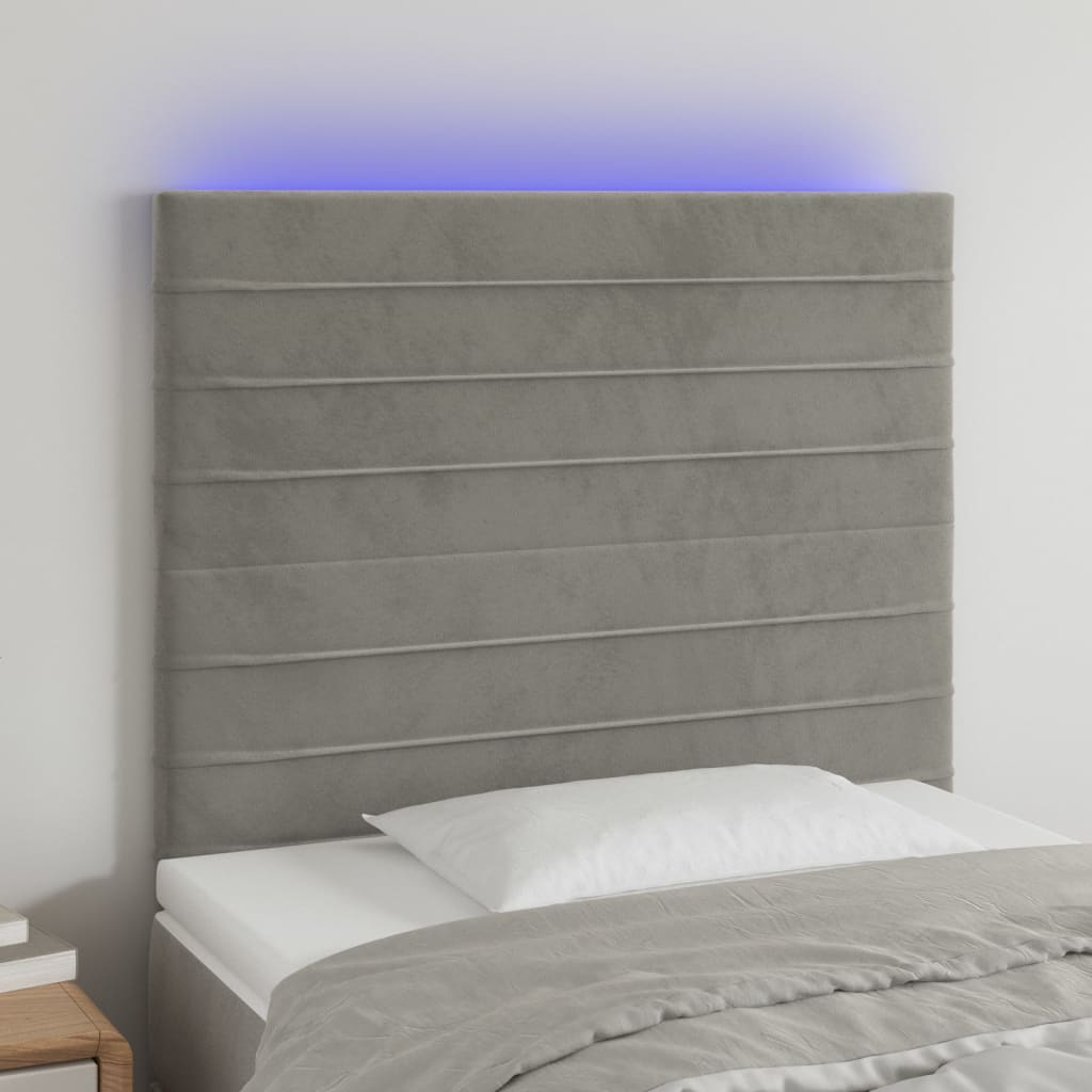 JUNG Vida LED Kopfteil Hellgrau 100x5x118/128 cm Samt