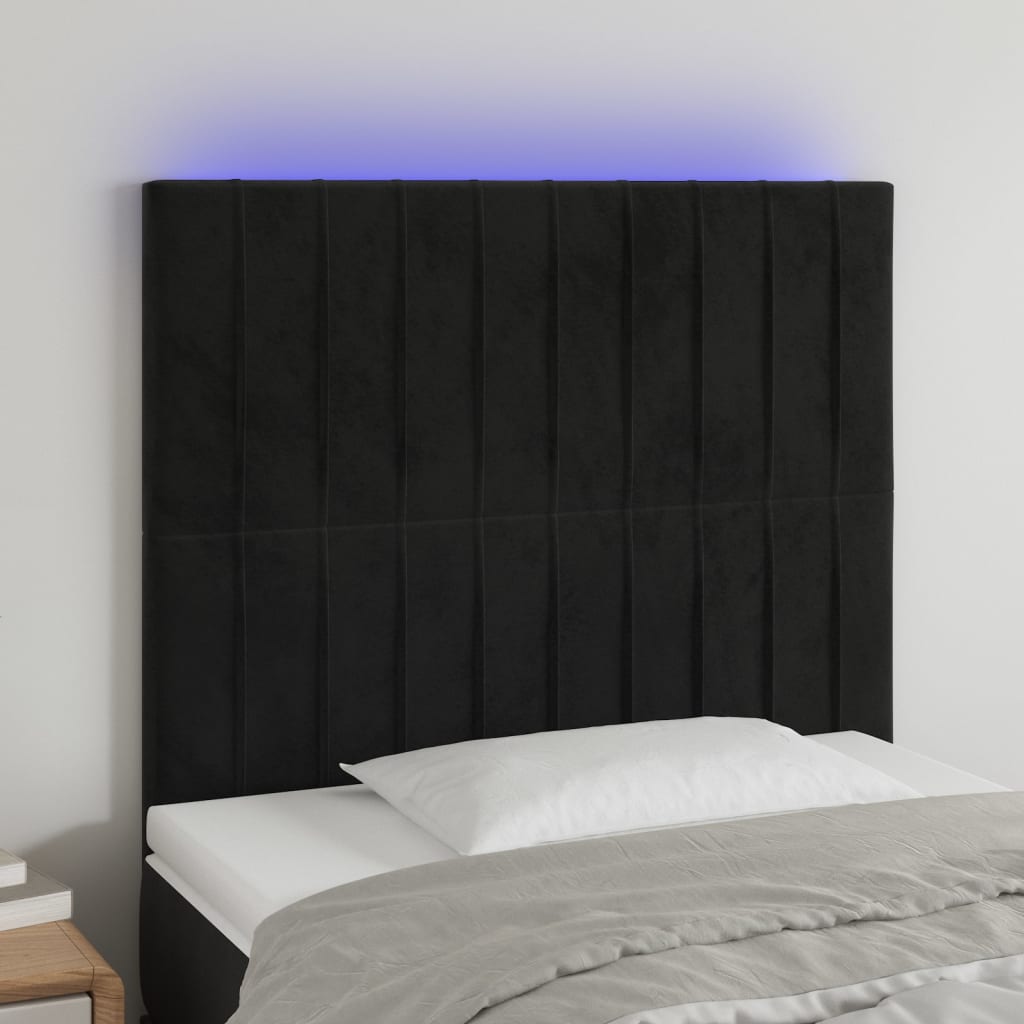 JUNG Vida LED Kopfteil Schwarz 90x5x118/128 cm Samt