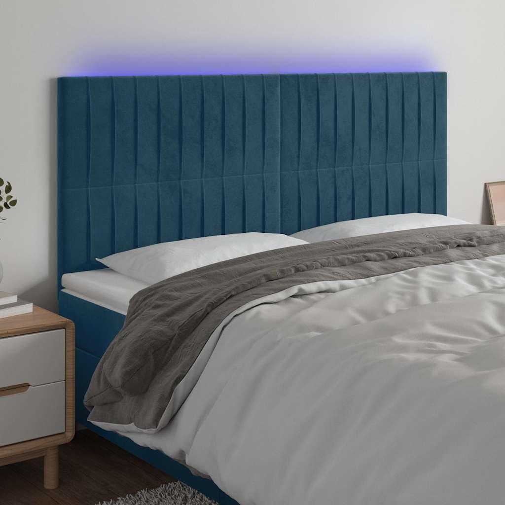 JUNG Vida LED Kopfteil Dunkelblau 160x5x118/128 cm Samt