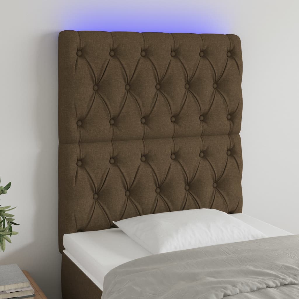 JUNG Vida LED Kopfteil Dunkelbraun 80x7x118/128 cm Stoff