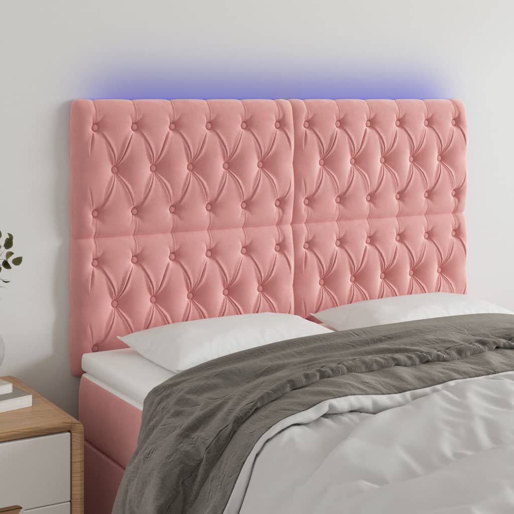 JUNG Vida LED Kopfteil Rosa 144x7x118/128 cm Samt