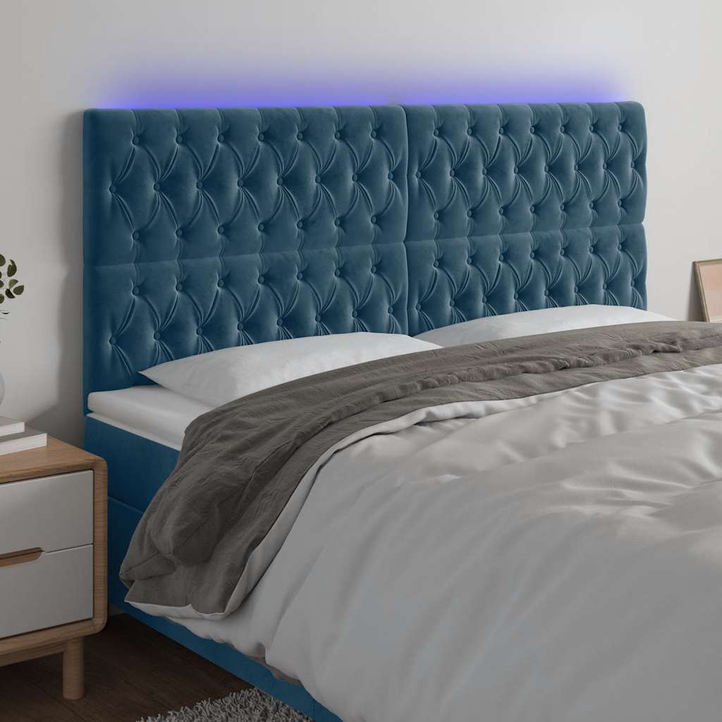 JUNG Vida LED Kopfteil Dunkelblau 200x7x118/128 cm Samt