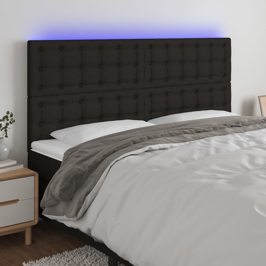JUNG Vida LED Kopfteil Schwarz 200x5x118/128 cm Stoff