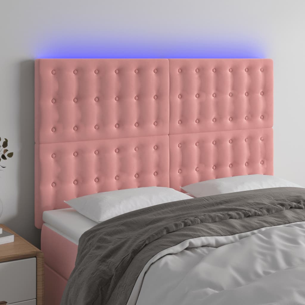 JUNG Vida LED Kopfteil Rosa 144x5x118/128 cm Samt