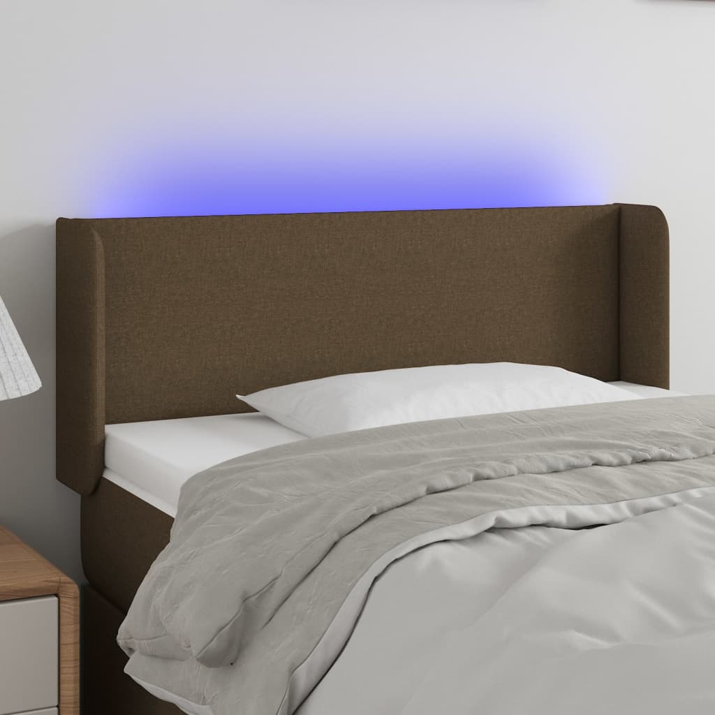 JUNG Vida LED Kopfteil Dunkelbraun 103x16x78/88 cm Stoff