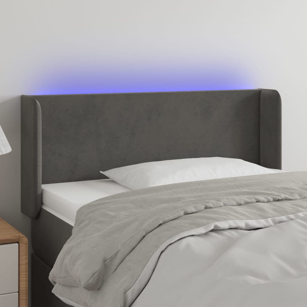 JUNG Vida LED Kopfteil Dunkelgrau 83x16x78/88 cm Samt