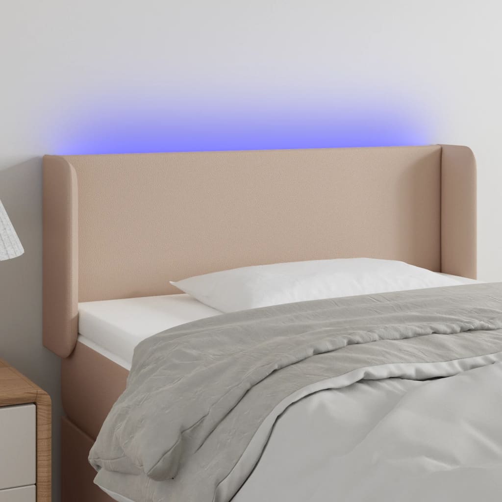 JUNG Vida LED Kopfteil Cappuccino-Braun 83x16x78/88 cm Kunstleder