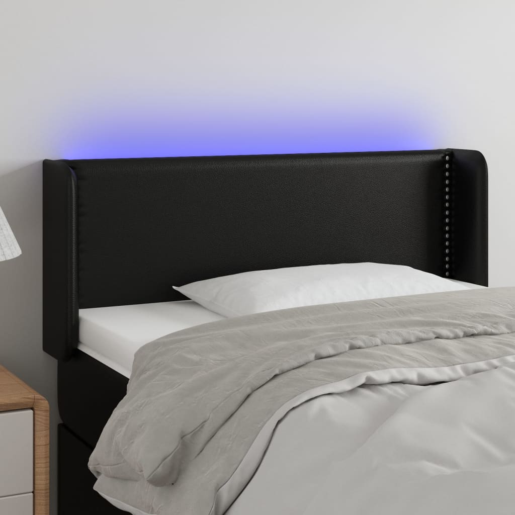 JUNG Vida LED Kopfteil Schwarz 83x16x78/88 cm Kunstleder